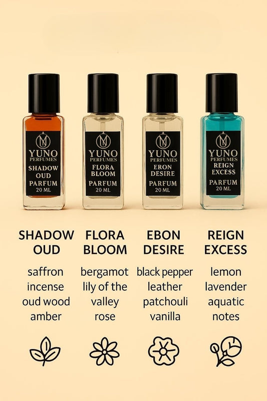 YUNO PERFUMES - PACK OF 4 (20ML EACH)